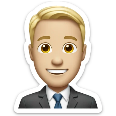 white-skinned man in an office suit rejoices sticker