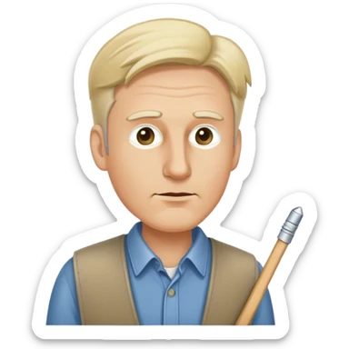 walking white man wearing clothes pin on nose sticker