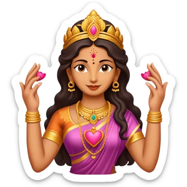 hindu goddess lakshmi with her hands together forming a heart shape sticker