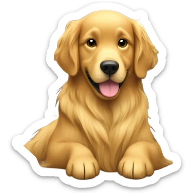 golden retriever sitting by school students and a teacher  sticker