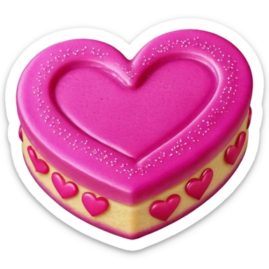 Realistic shortbread cookie in the shape of a heart with Fuchsia color jelly middle filling and sprinkled powder sugar on top. sticker