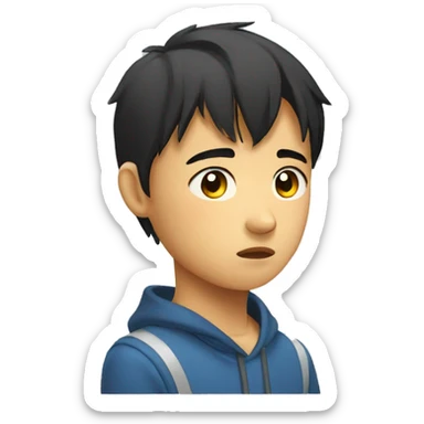 Asian 14 yo boy sad sticker