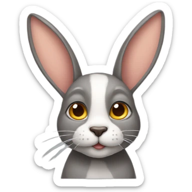 Conejo con oreja de gato sticker