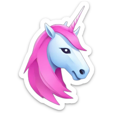 Simple minimalistic Warrior Esport Pink style logo, unicorn, profile view logo, blue background sticker