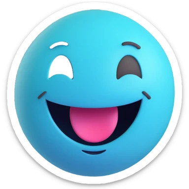 3D smiley emoji, round shape, turquoise color, with text 'csak most', excited face sticker