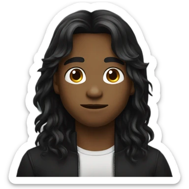  black long hair boy attitude  sticker