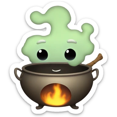 Cauldron with cute face sticker