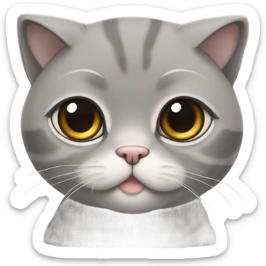 cute grey Scottish fold cat sticker