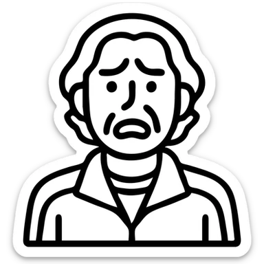 Another Squid Game Season 2 character, individual portrait, simple facial features, dramatic expression, black and white outline sticker