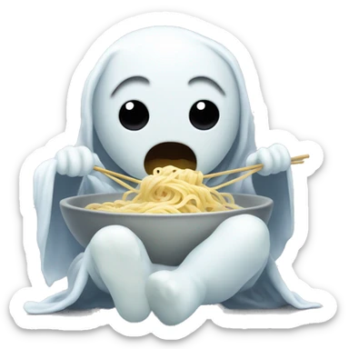 Baby ghost eating noodles sticker