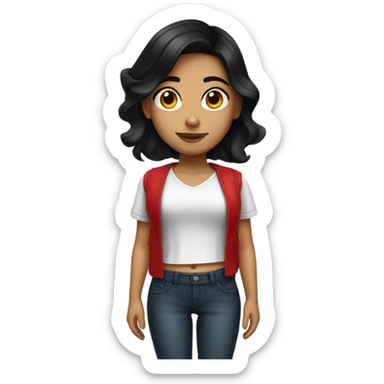 Mexican girl with black hair and red highlights  sticker