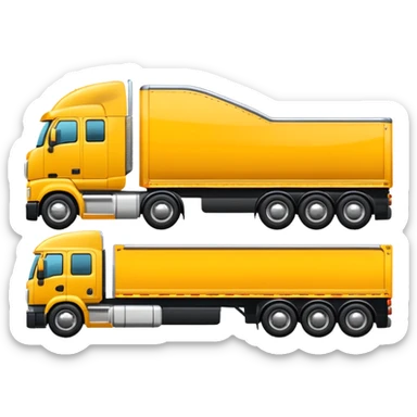 yellow sleeper semi truck with flat bed semi trailer sticker