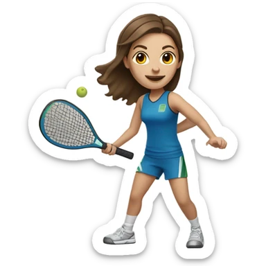 Caucasian girl with brown hair playing Pickleball sticker