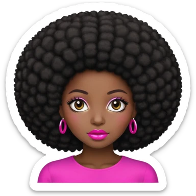 Black girl with Afro hair pink lips  sticker