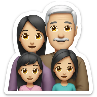 family 2 white dads and 2 asian daughters sticker