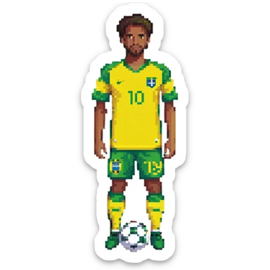 man wearing Brazilian soccer jersey, yellow and green colors sticker