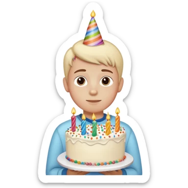 boy with birthday cake without the candles sticker