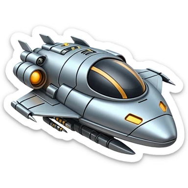 A spaceship in a distopian future. sticker