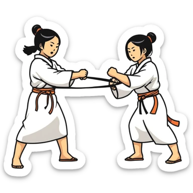 two asian street women fighting sticker