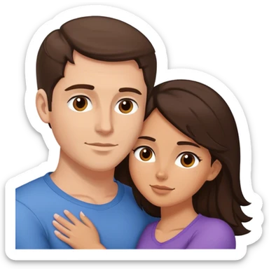 Brunette white man and brunette tan woman cuddling sticker
