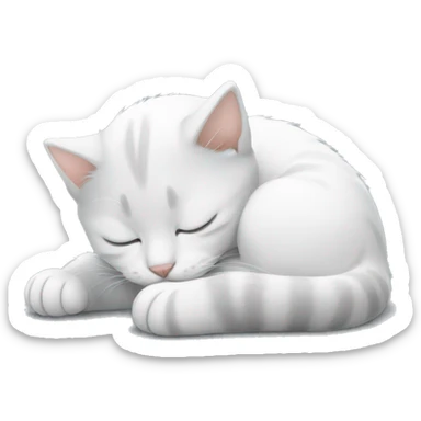 Sleeping white en grey kitten  sticker