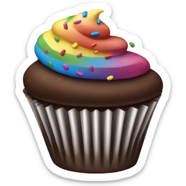 chocolate cupcake with rainbow sprinkles sticker