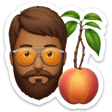Créer emoji de un homme derrière une pêche avec un lit homme brun avec une barbe  et un lit  sticker