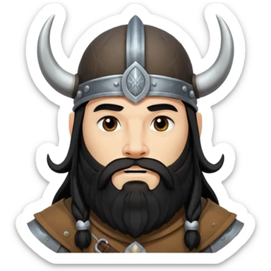 bearded Vikings with black long hair sticker