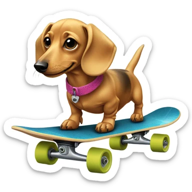 Blonde weenie dog on skateboard  sticker