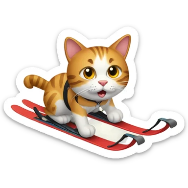cat on skis sticker