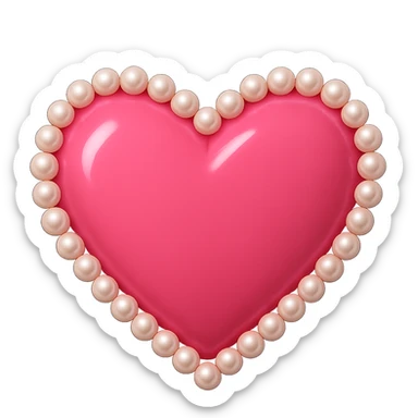 Create a pink heart with pearls in the style of emoji, with no background. The style should resemble apple style emojis with a clean and concise look. sticker