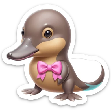 Platypus with a pink bow sticker