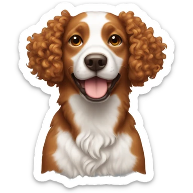 Curly brown dog with orange ball sticker
