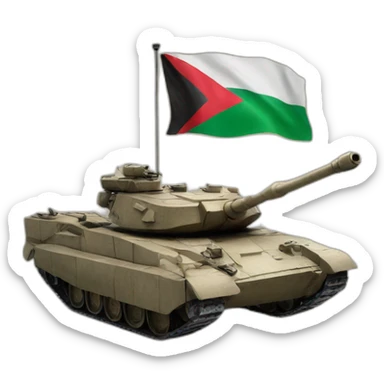 Tank with a Palestinian flag sticker