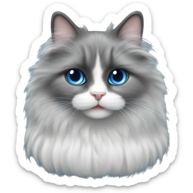 Gato angora negro con blanco ojos azules  sticker
