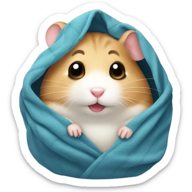 cute hamster covered with a blanket sticker