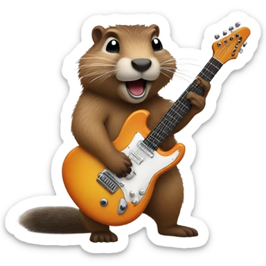 Groundhog playing electric guitar sticker
