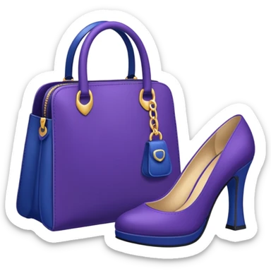 royal purple heels, cosmetics and deep blue bag emojis sticker