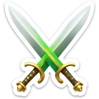 Two Swords Golden and  green Palm In the middle sticker