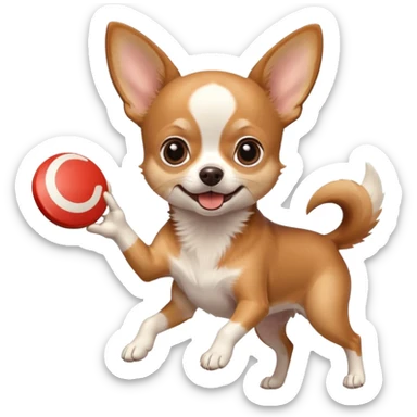 Chihuahua catching a frisbee sticker