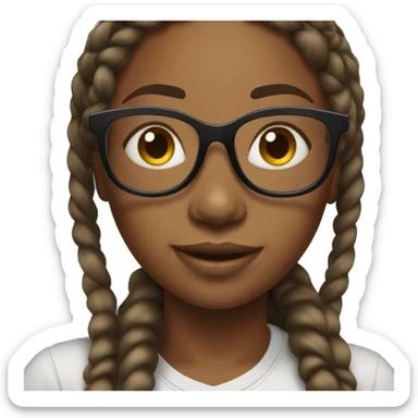 black girl wth braids, glassesand a nice smile sticker