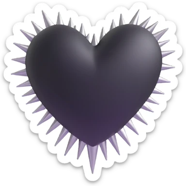 3D style black heart with metallic spikes, gothic vibe, dark and elegant sticker