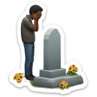 a man standing at the grave of his friend and thinking about a gift sticker