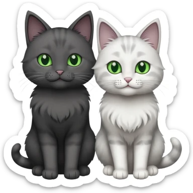 2 different coloured grey cats including one dark grey and white cat and one completely solid dark grey cat with green eyes and only white paws sticker