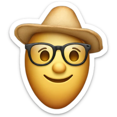 face empanada with glasses and a hat sticker