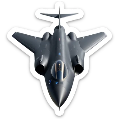SR-71 Blackbird - Lockheed Martin (Stealth Grey) A sleek, high-speed reconnaissance aircraft with an elongated, needle-like fuselage and a smooth, aerodynamic design. The body is finished in a deep, matte jet-black with subtle panel lines and heat-resistant detailing. Its twin engines are seamlessly integrated into the structure, with sharp, swept-back wings that emphasize speed and stealth. The cockpit canopy is tinted, adding to its mysterious, high-tech aesthetic, while the overall silhouette exudes an aura of unmatched velocity and secrecy. sticker