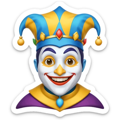 crazy colorful neutral penguin jolly joker, medieval, vintage, court jester, mac os icon, blue color sticker