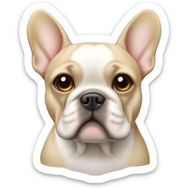 beige french bulldog with white center face  sticker