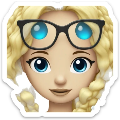 Mermaid blonde  and blue eyes with glasses sticker