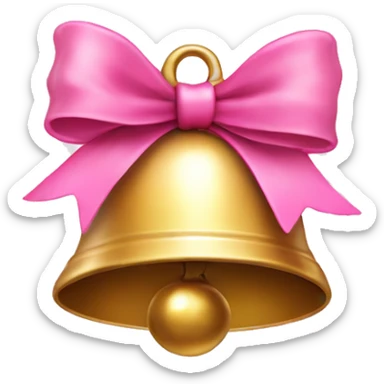 Jingle bell with pretty pink bow sticker